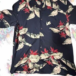 Vintage Black and Red Floral Men's Shirt